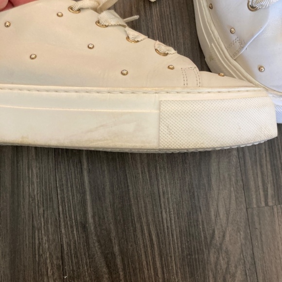 AGL White and Gold Studded Lace-Up Leather Sneaker Size 36.5 - Picture 7 of 7